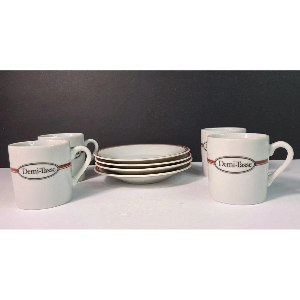 Bon Appetit Toscany Collection Espresso‎ Set 4 Demi-Tasse Cups Saucers Japan